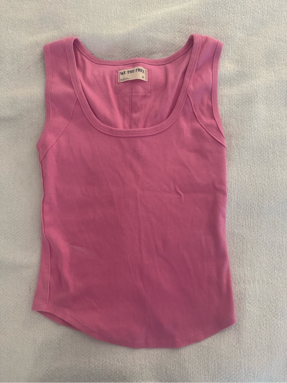 We The Free Vibrant Pink Ribbed Scoop Tank